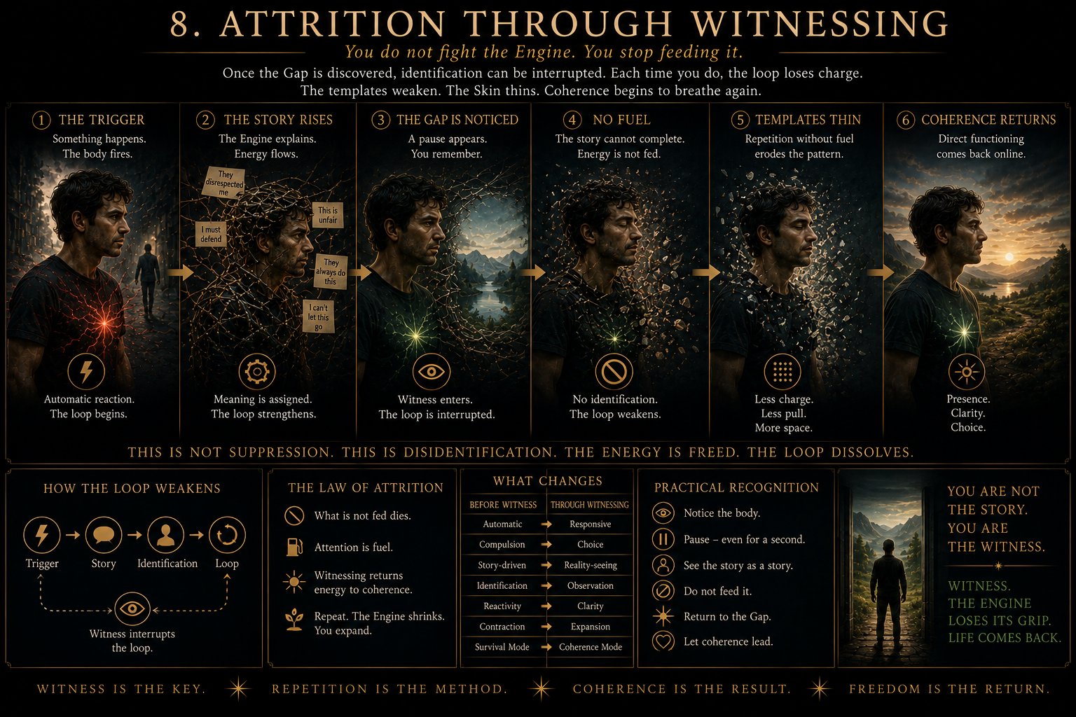 Attrition Through Witnessing — naming the pattern wears down its grip, repetition by repetition.