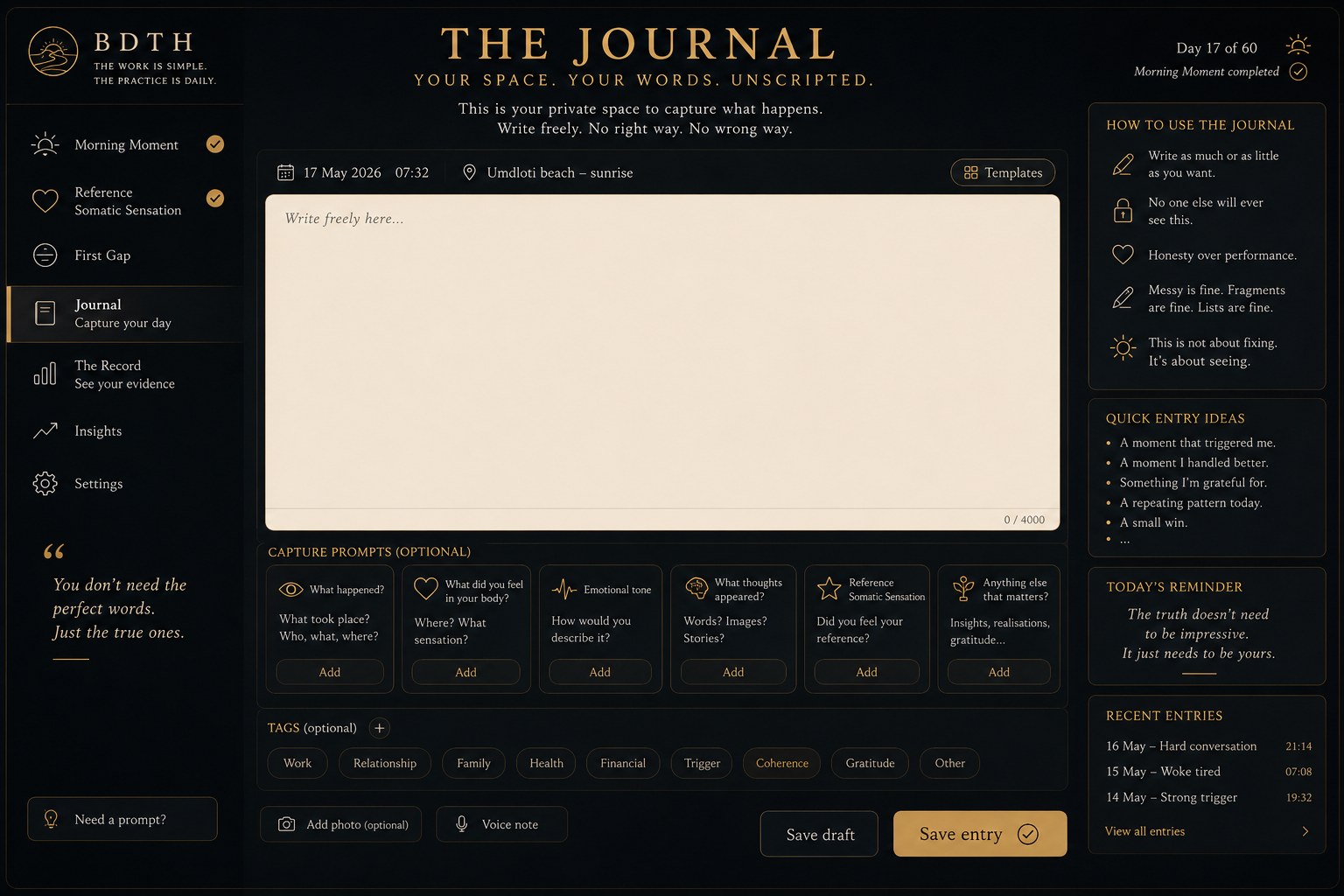 The Journal — a screen from the Stand-Down app.